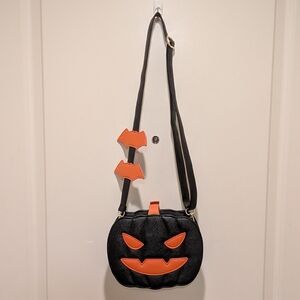 EUC Jack-O-Lantern Adjustable Strap Crossbody Faux Leather Purse